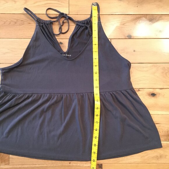 American Eagle Outfitter Graphite Grey Soft Baby Doll Style Tie Up Tank - Picture 14 of 14